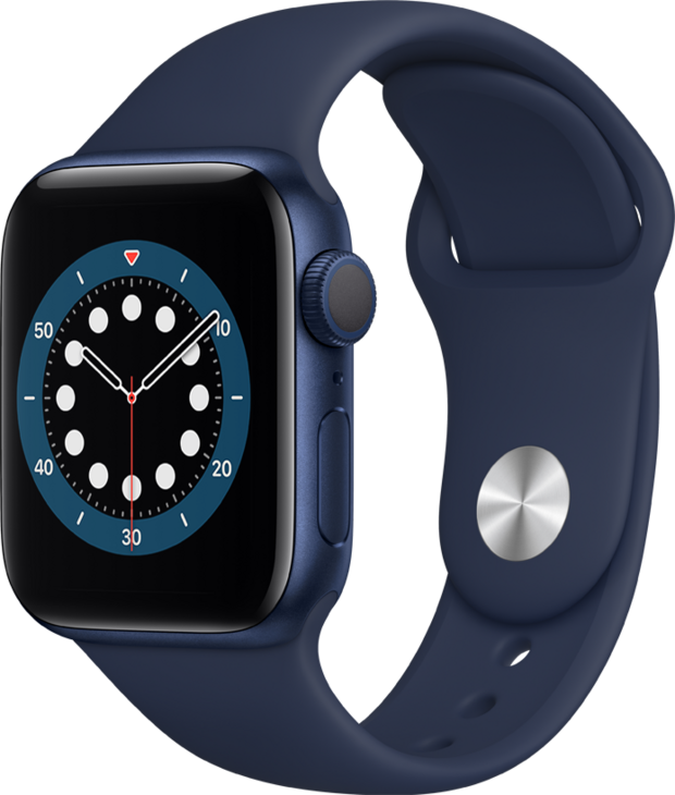 Apple Watch Series 6 GPS, 40mm Aluminiumboett i Blått med Djupblå Marin Sportband Apple Watch Series 6 GPS, 40mm Aluminiumboett i Blått med Djupblå Marin Sportband
