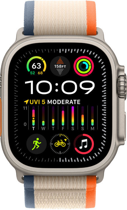 Apple Watch Ultra 2, 49mm Titanboett • Terrängloop Orange/Beige - S/M Apple Watch Ultra 2, 49mm Titanboett • Terrängloop Orange/Beige - S/M