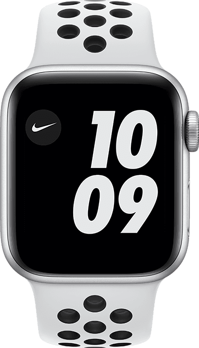 Apple Watch Nike SE GPS + Cellular, 40mm Aluminiumboett i Silver med Pure  Platinum/Svart Nike Sportband - MacRent