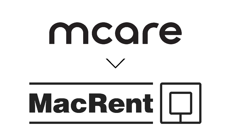 Företagslogotyper för mCare och MacRent