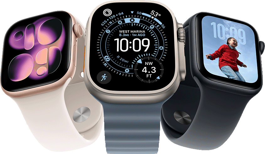 Den ultimata klockan för ett hälsosamt liv. Apple Watch Series 11, Apple Watch Ultra 3 och Apple Watch SE 3 finns att leasa hos MacRent