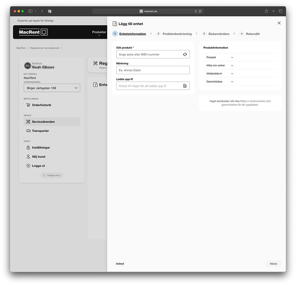 Unik serviceportal Ni kan enkelt laga era Apple produkter i vår serviceportal.